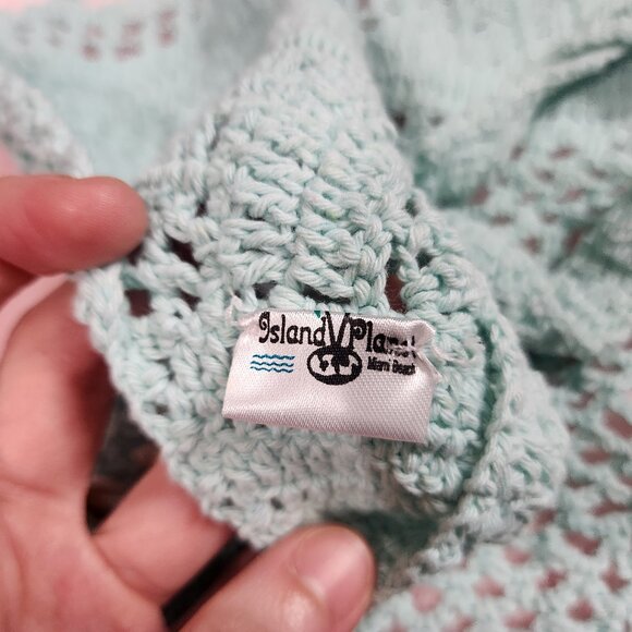 Island Planet Womens Small Blue Crochet Shells Halter Swim Top Cover - Picture 4 of 5